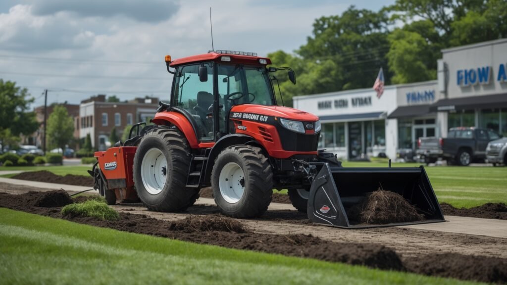 professional lawn care specialist performing aeration service on Long Island residential lawn