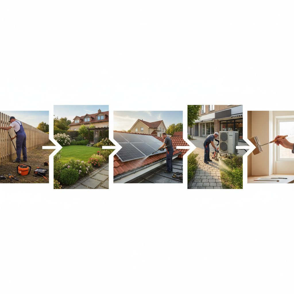 Clean Cut Landscaping crew performing routine lawn and property maintenance services