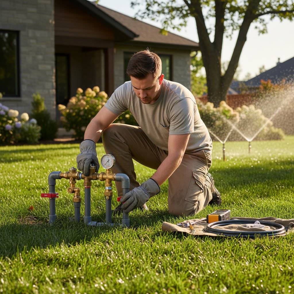 Irrigation system testing with sprinkler head adjustment and coverage verification